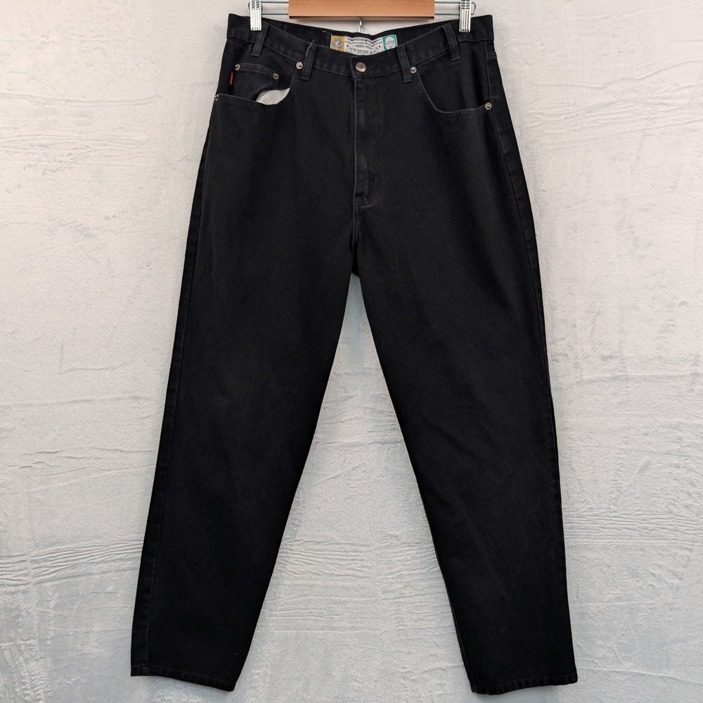 VTG Bugle Boy Jeans Men's 35x32 Black Loose Fit Tapered Grunge Streetwear 90s